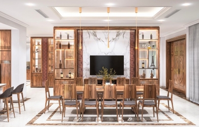 Top 10+ vách ngăn phòng khách gỗ óc chó siêu đẹp